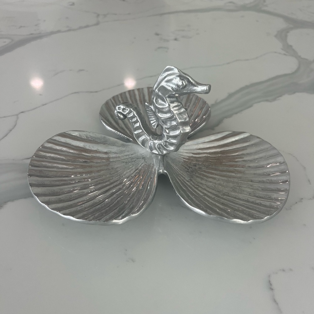 Mariposa Pewter Seahorse and Shell Serving Dish